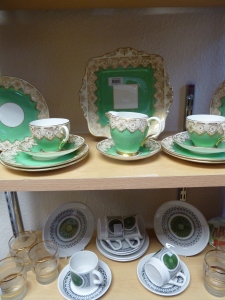 Into town and I saw these pretty green beauties in a charity shop. Gorgeous!